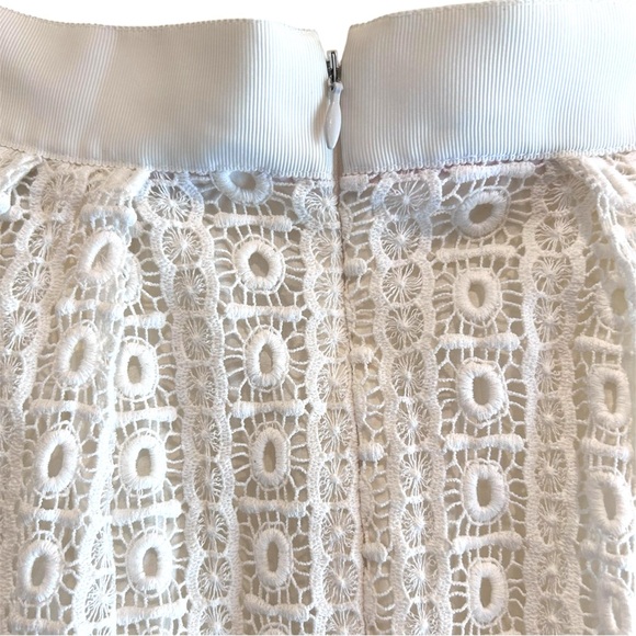 Boden Ivory Cotton Crochet Lace Boho Midi Skirt - Geometric A-Line - Size 6 - Picture 4 of 8